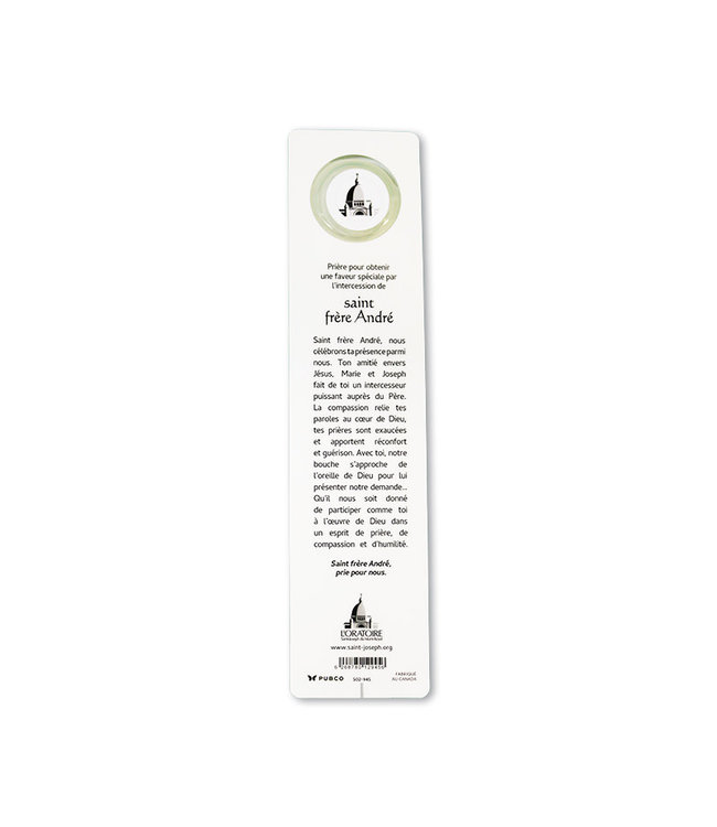 Bookmark prayer Saint frère André with oil of St. Joseph (French)