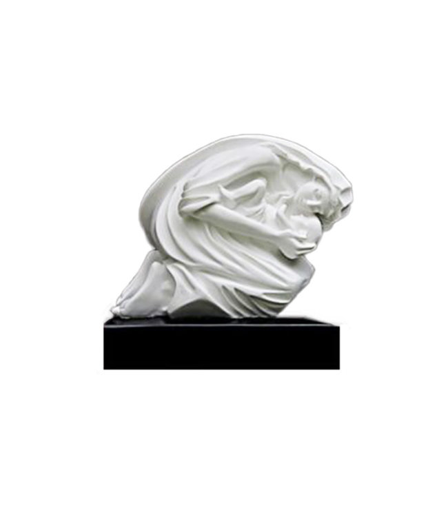 Timothy P. Schmalz Statue Mother and Child white "Maternal Bond" Carrara marble on black wood base