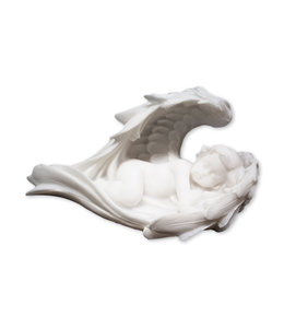 Statue Ange endormi albâtre blanc
