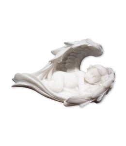 Statue of sleeping angel, white alabaster