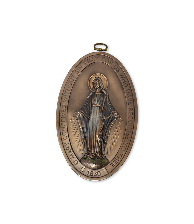 Plaque ovale Médaille Miraculeuse en résine bronze