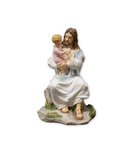 Statue Jésus assis et enfant