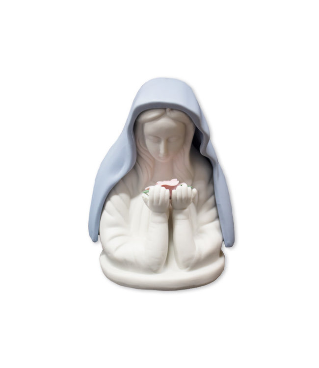 Veilleuse électrique de la Vierge avec une rose dans les mains