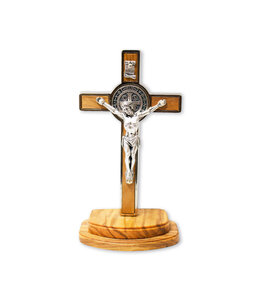 Olive wood crucifix of Saint Benedict