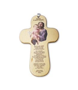 ''Prière à Saint Joseph'' wood cross (French)