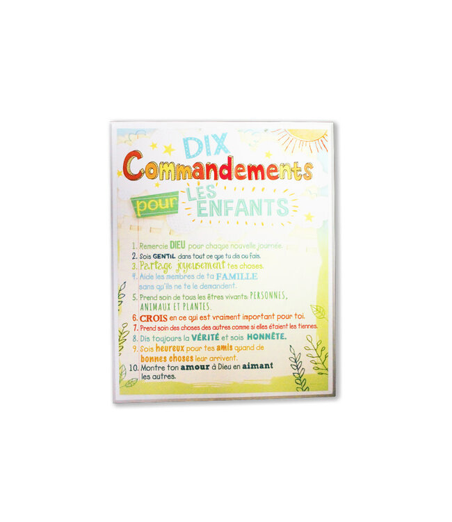 ''Dix Commandements pour les enfants'' plaque (French)