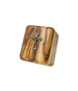 Olive wood box with classic cross