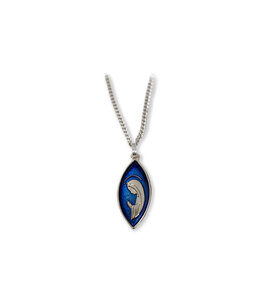 Médaille Vierge Marie émaillée bleue sur chaîne