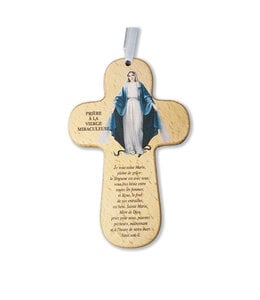 ''Prière à la Vierge Miraculeuse" wooden cross