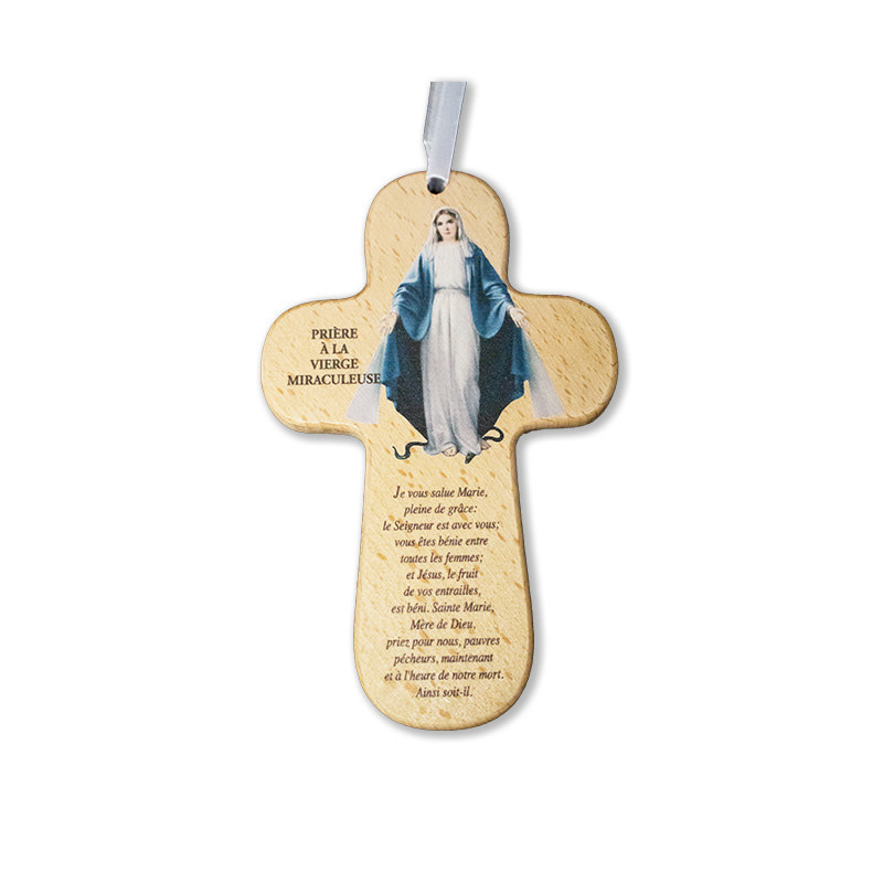 Statue De La Vierge Miraculeuse En Bois Décoré