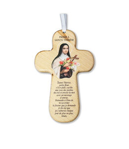 Croix ''Prière à sainte Thérèse'' en bois