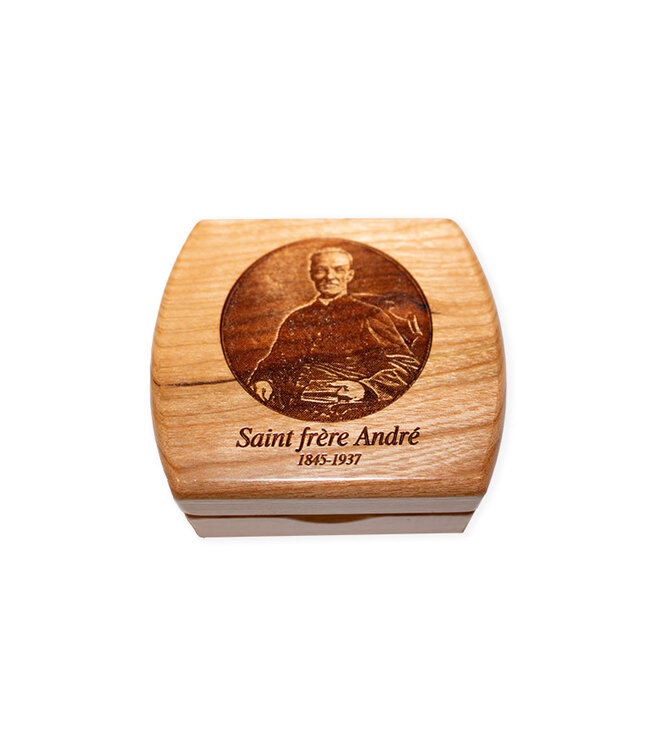 Engraved rosary box Saint brother André (cherry wood)