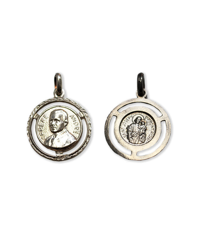 Médaille de frère André et saint Joseph en argent 925