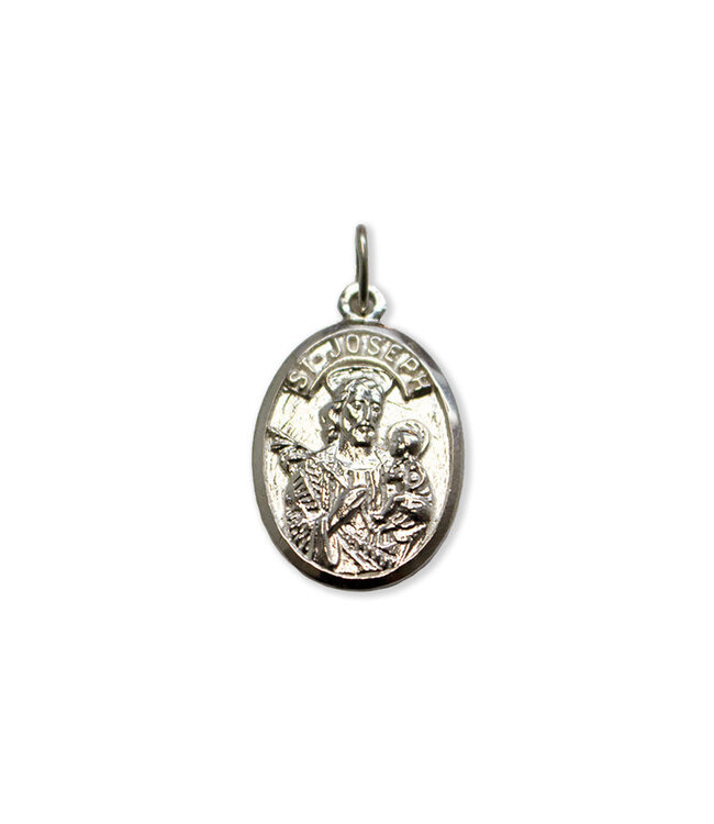 Saint Joseph oval medal in silver 925