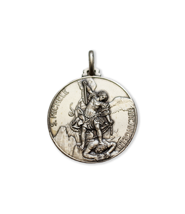Saint Michael large medal in silver 925