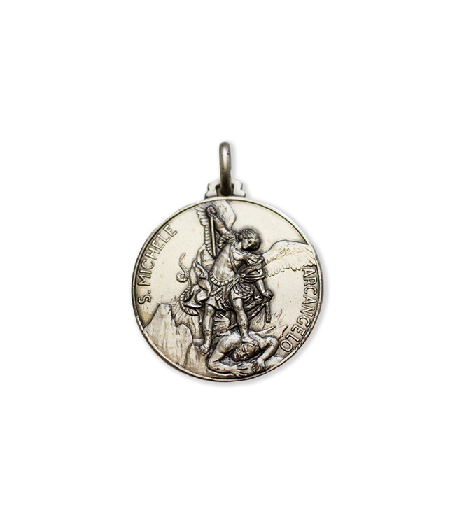 Saint Michael large medal in silver 925