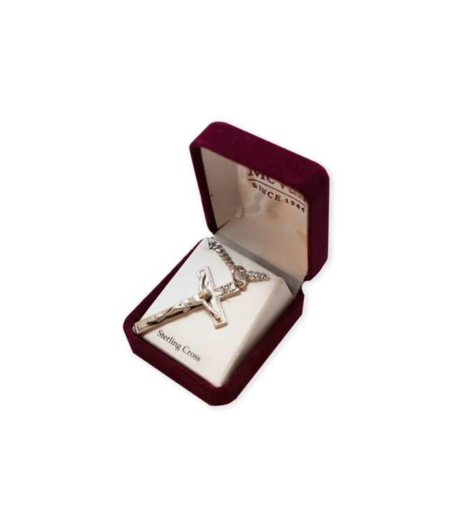 McVan Croix classique en argent sterling et chaîne plaquée rhodium  (McVan)