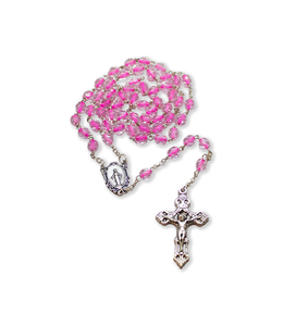 Miraculous medal rosary-fuchsia