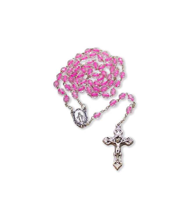 Miraculous medal rosary-fuchsia