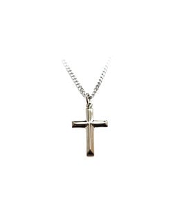 Bright finish silver chain and cross