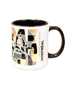 Mug in black with a stain glass design of the Oratory Collection