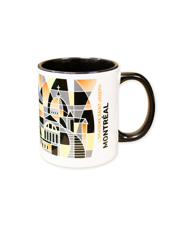 Mug in black with a stain glass design of the Oratory Collection