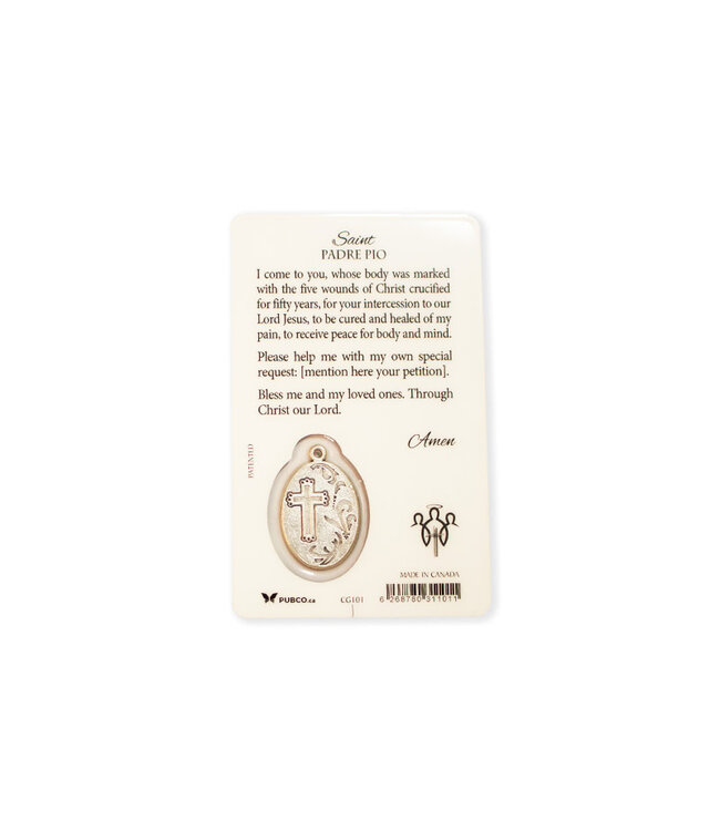 Carte médaille saint Padre Pio (anglais)