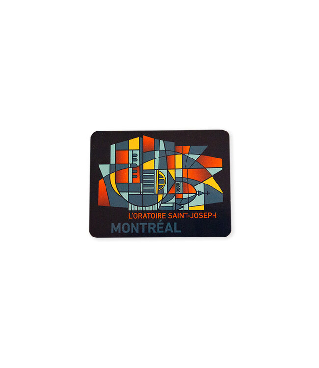 Vinyl Oratory magnet with a stained glass design collection