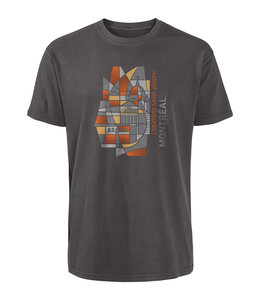 Grey T-shirt with a stained glass design of the Oratory Collection