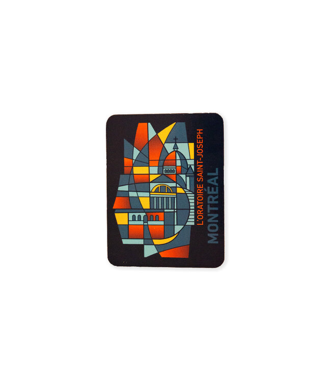 Vinyl Oratory magnet with a stained glass design collection