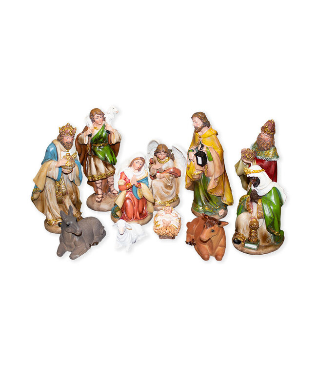 Colored  Nativity scene, 11 pieces