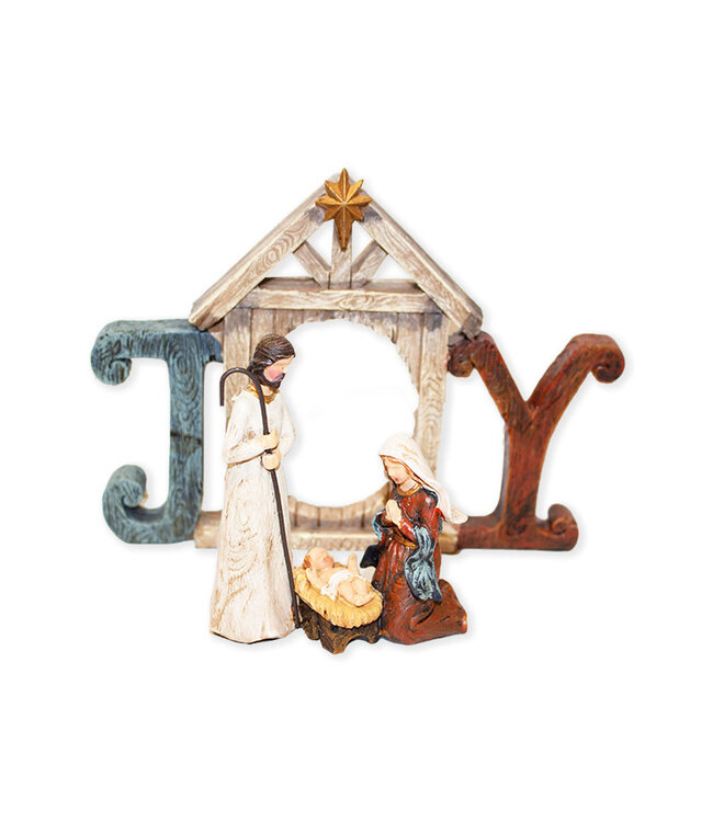 Colorful ''Joy'' Nativity scene