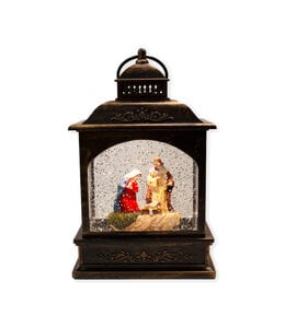 Water globe Nativity lantern with light