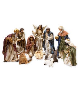 Nativity scene with eleven figurines