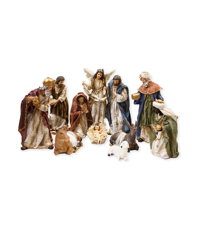 Nativity scene with eleven figurines