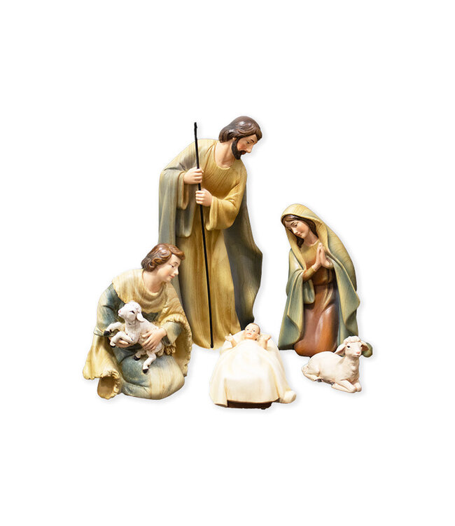 Joseph's Studio / Roman Four-characters Nativity scene with two lambs