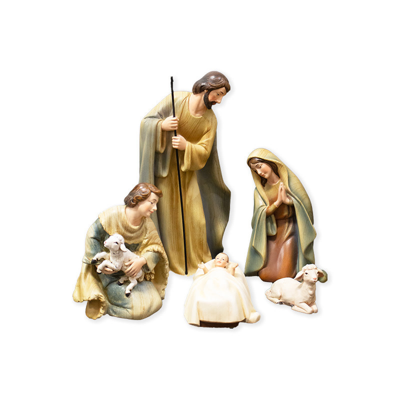 OVUNQUE PROTEGGIMI Mini crèche en résine, crèche avec sainte famille en métal, crèches artisanales 4 x 7 cm, idées cadeaux de Noël, décorations de Noël Made in Italy (Pandoro