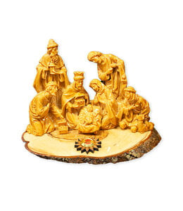 Resin and olive wood nativity scene