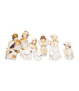 White infantile Nativity with gold highlights