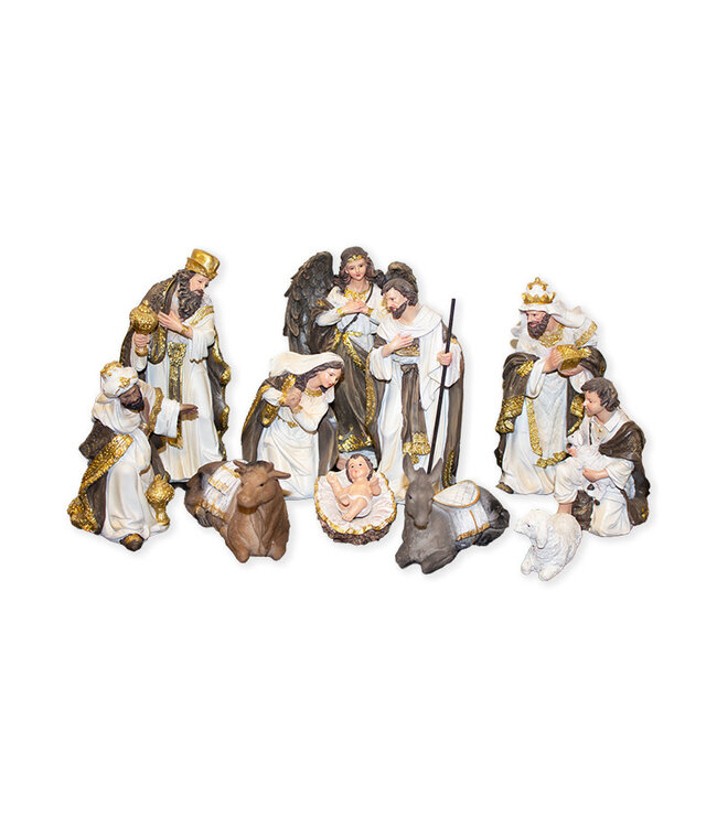 White and brown Nativity