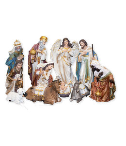 Nativité colorée avec onze personnages