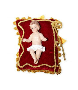 Baby Jesus with little red velvet cushion
