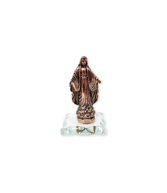 Miraculous antique coppery statue on glass