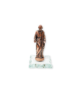 Statue saint Joseph bénissant rose antique sur vitre