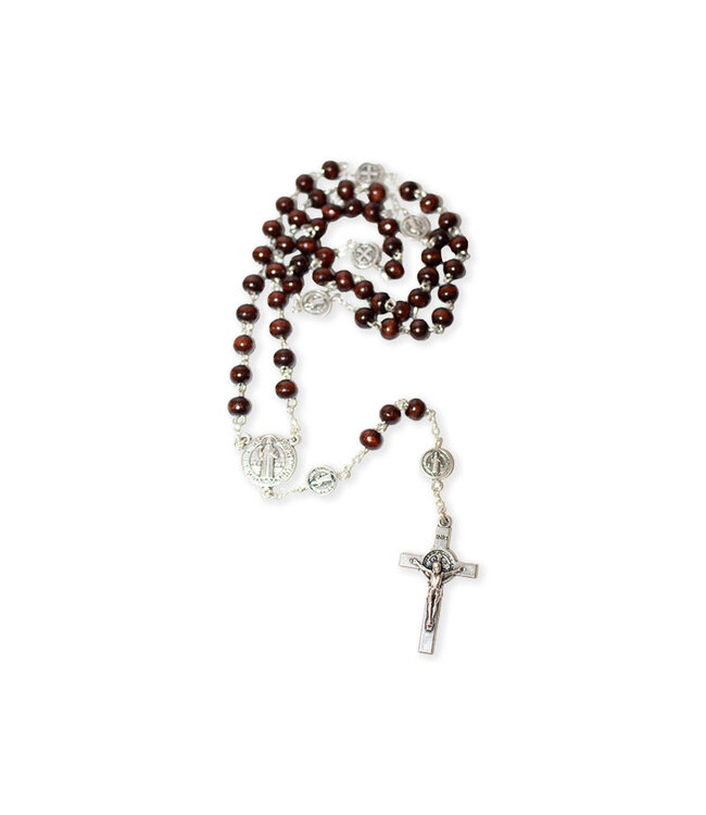 Saint Benedict rosary dark wood on chain
