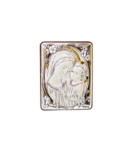 Mini frame Virgin and child, silver and gold plated