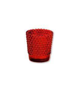 Red glass votive candle holder