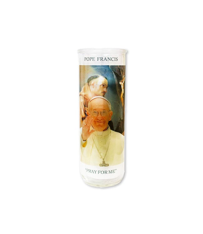 Pope Francis glass candle holder