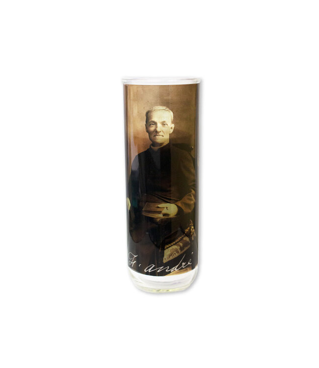 Chandelles Tradition / Tradition Candles Saint Brother André glass candle holder (exclusive to the Oratory)