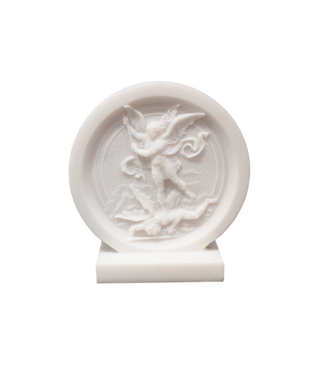 Saint Michael desk ornament in alabaster